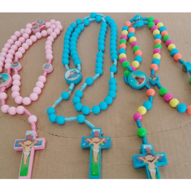 Terço Infantil Terço Da Criança Meninos E Meninas Rosa Azul em Oferta na Shopee