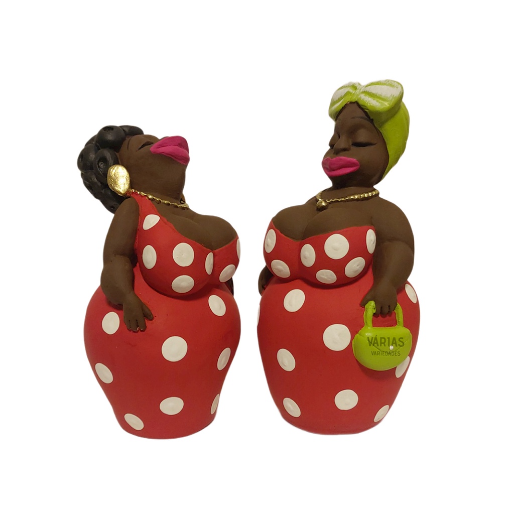 Namoradeira Boneca Beijinho Varanda Estatua Decorativa Enfeite Africana Busto Em Gesso - 2 Peças