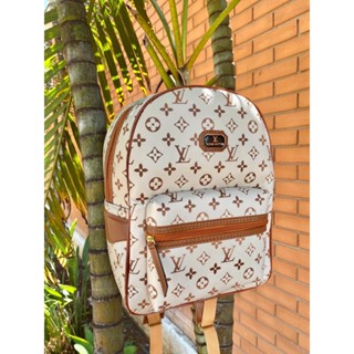 Mochila Bolsa Em Couro Luxuosa Louis Vuitton Bege Reforçada Passeio Maternidade Escolar SUPER PROMOÇÃO