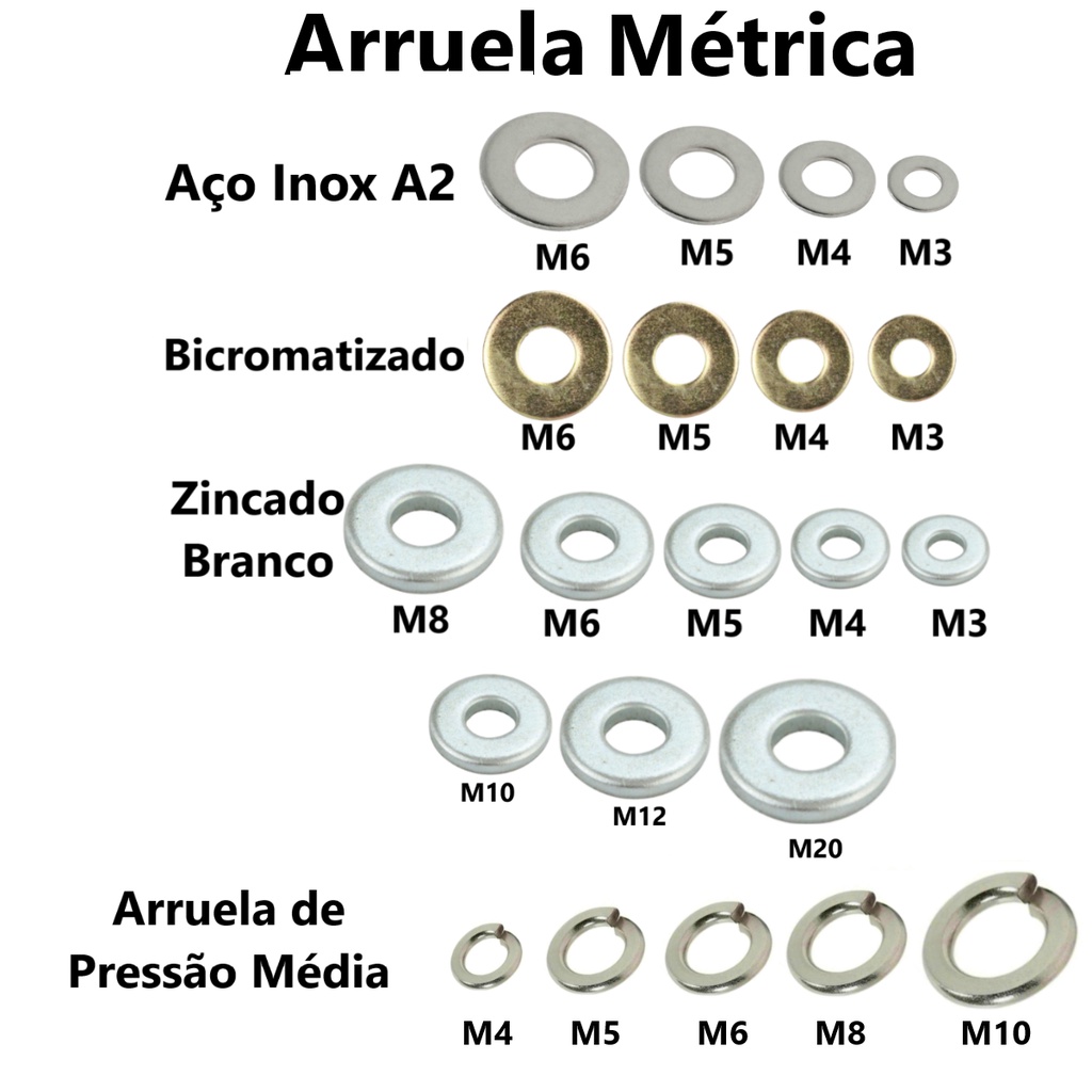 Arruela Lisa M Trica M M M M M M M M Escolha A Medida Arruela De Inox Arruela