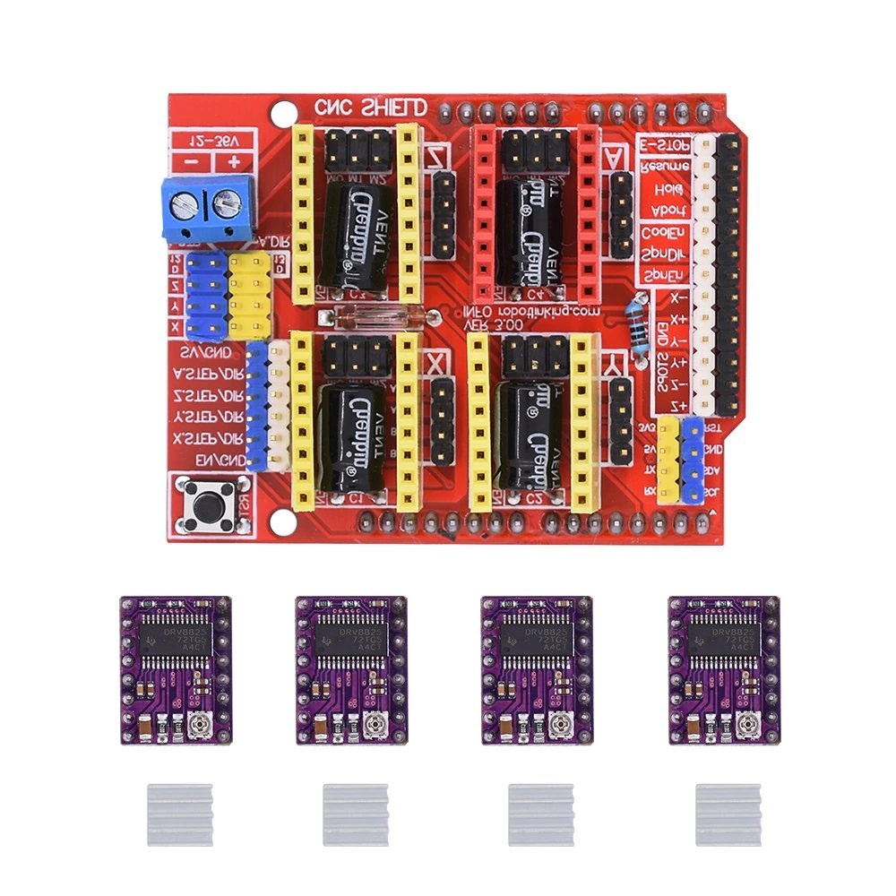 Kit Cnc Shield V3 + 4 Driver 8825 Com Dissipador