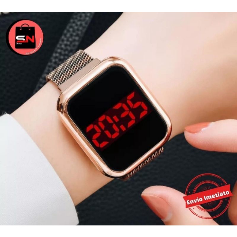 Relógio feminino de Led Rode gold moda casual pulseira magnética envio imediato 📦