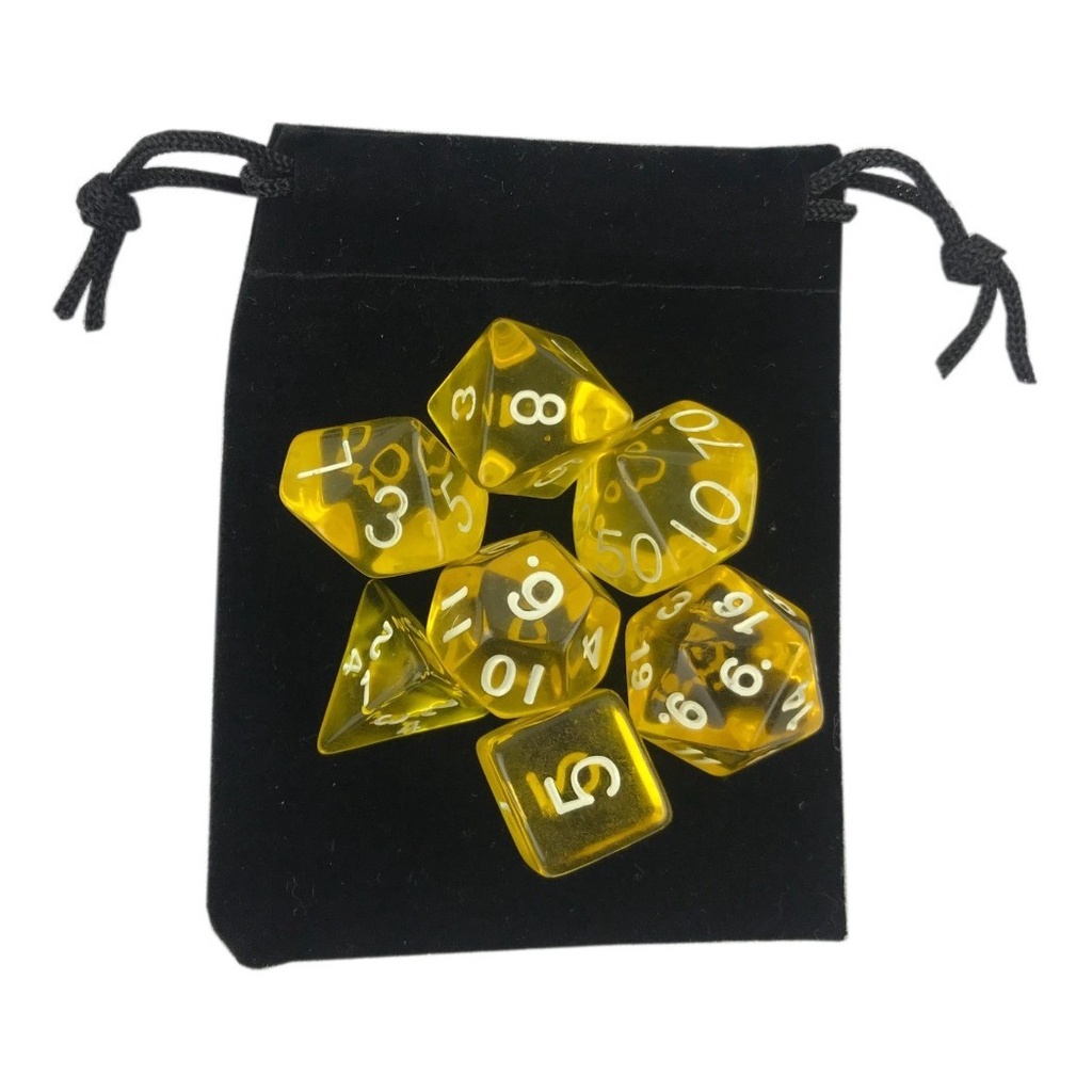 Kit 7 Dados RPG Amarelo D4 D6 D8 D10 D10% D12 D20 com Bolsa Acessórios Jogos Mesa Runas em Oferta na Shopee