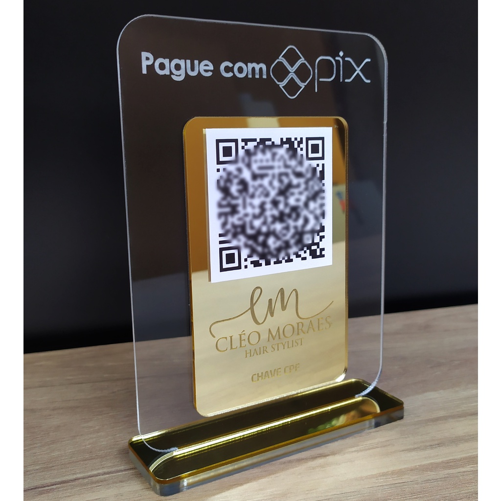 Placa Qr Code Personalizada com sua Logo Base Reta em Oferta na Shopee
