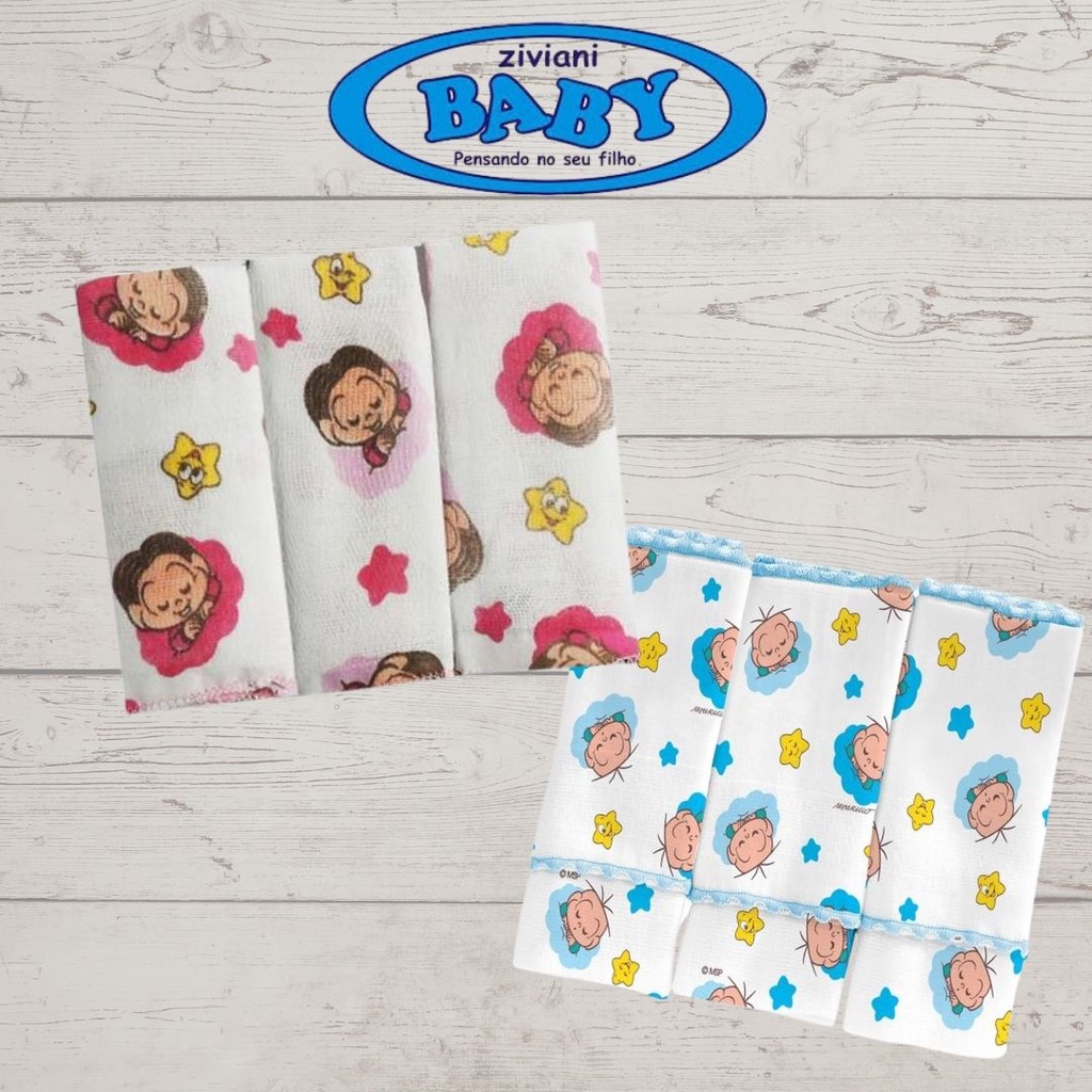 Fralda de pano babete incomfral turma da monica higiene do bebê enxoval Promoção em Oferta na Shopee