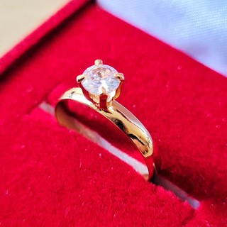 Anel Feminino Solitário Ouro 18K Folheado Compromisso Noivado