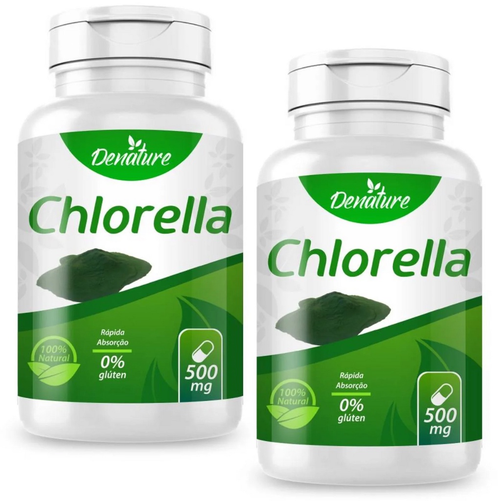 KIT 2 Chlorella 500mg 100 Cápsulas Denature - Clorela