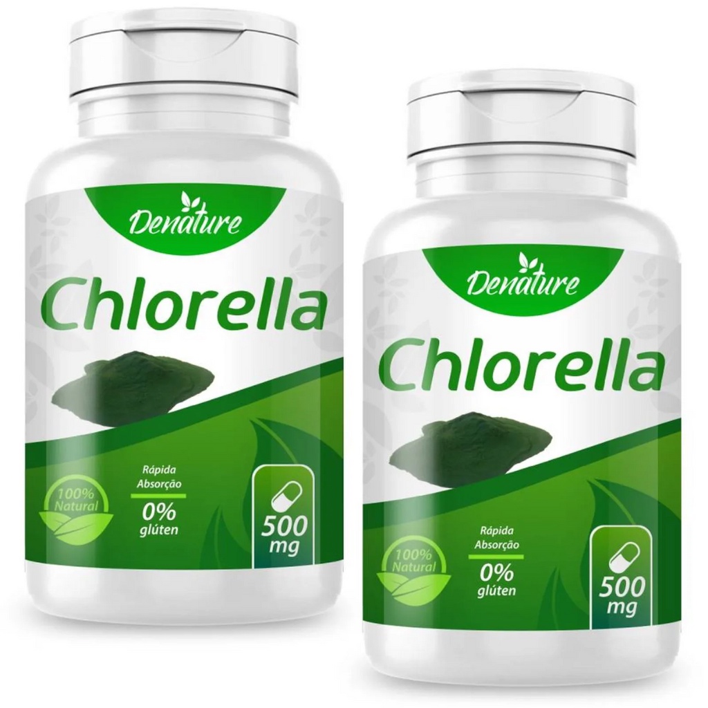 KIT 2 Chlorella 500mg 100 Cápsulas Denature - Clorela