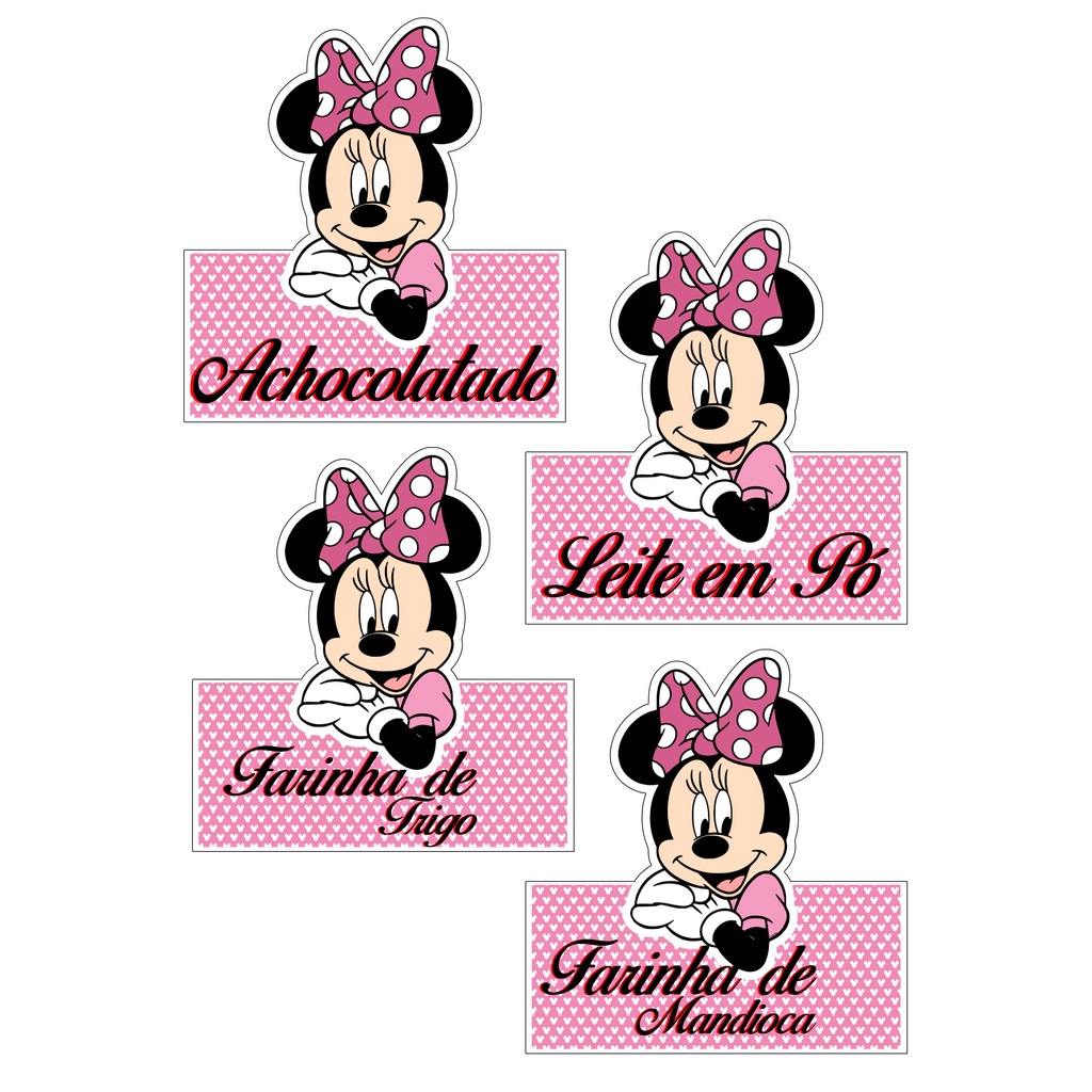 Adesivos Minnie pra pote de mantimentos CARTELAS á pronta entrega, chega rapidinho.