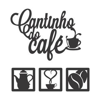 Kit Cantinho do Café 4 Peças 30cm Decoração Cozinha Mdf 3mm C/Dupla Face - Promoção