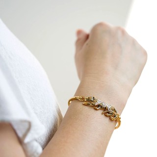 Bracelete Pulseira Feminina Onça Pintada Banha Ouro / Prata Juma Luxo