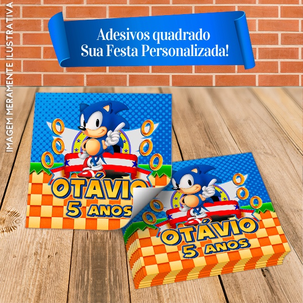 Adesivos Quadrados Personalizados Sonic