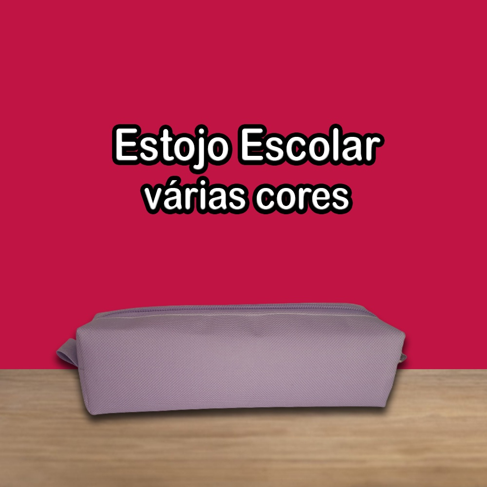 Estojo Escolar Organizador Pincel Make  Nylon 600 Pvc Colorido Lilás Porta Lápis e Canetas Volta às Aulas