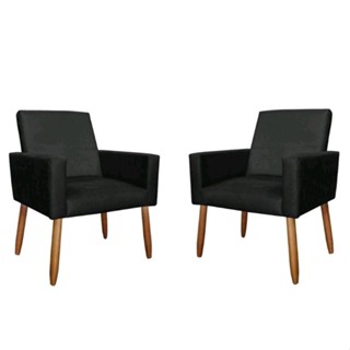 kit 2 poltronas decorativa NINA  pés palito PRETO