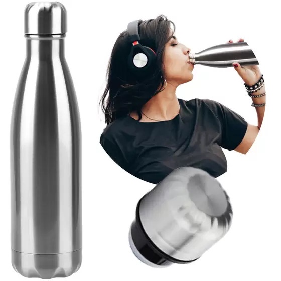 Garrafa Térmica Original Deko Sublimação Inox / Branca 500ml - Água Gelada 24h