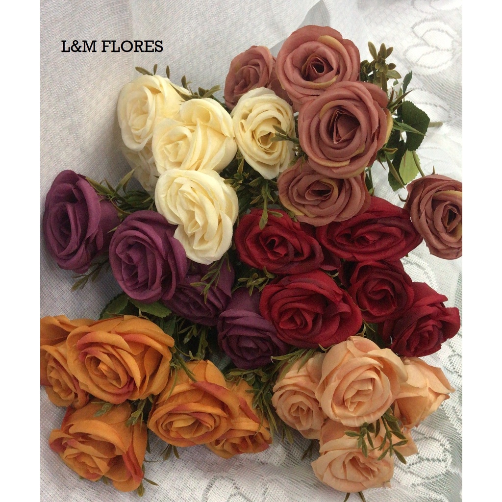 Buquê de Rosa artificial com 5 flores