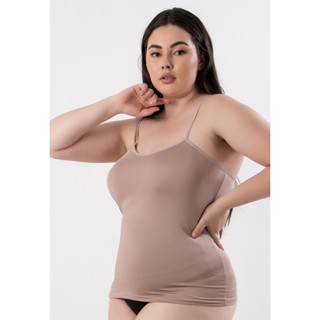 Regata Feminina Plus Size Alça Fina Segunda Básica Lisa