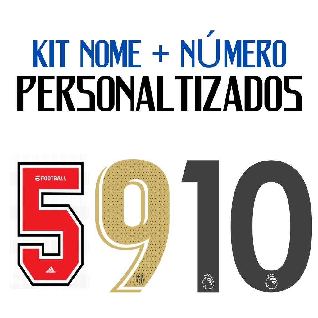 Kit Nome + Número Para Personalização Times de Futebol