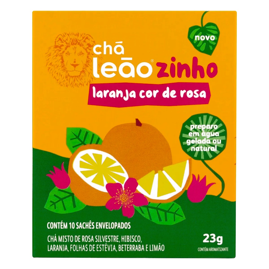 Chá Leãozinho Água Gelada Kids Laranja Cor de Rosa 10 Sachês - Food & Beverages