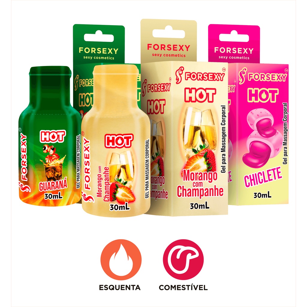 Óleo de Massagem Corporal e Tântrica Comestível Hot 30ml - For Sexy em Oferta na Shopee