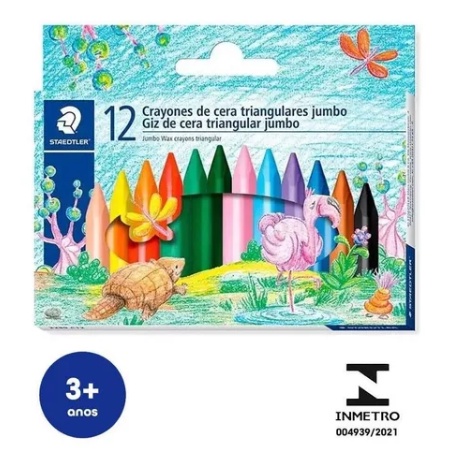 Giz de Cera STAEDTLER Jumbo (triangular) - Caixa com 12 cores