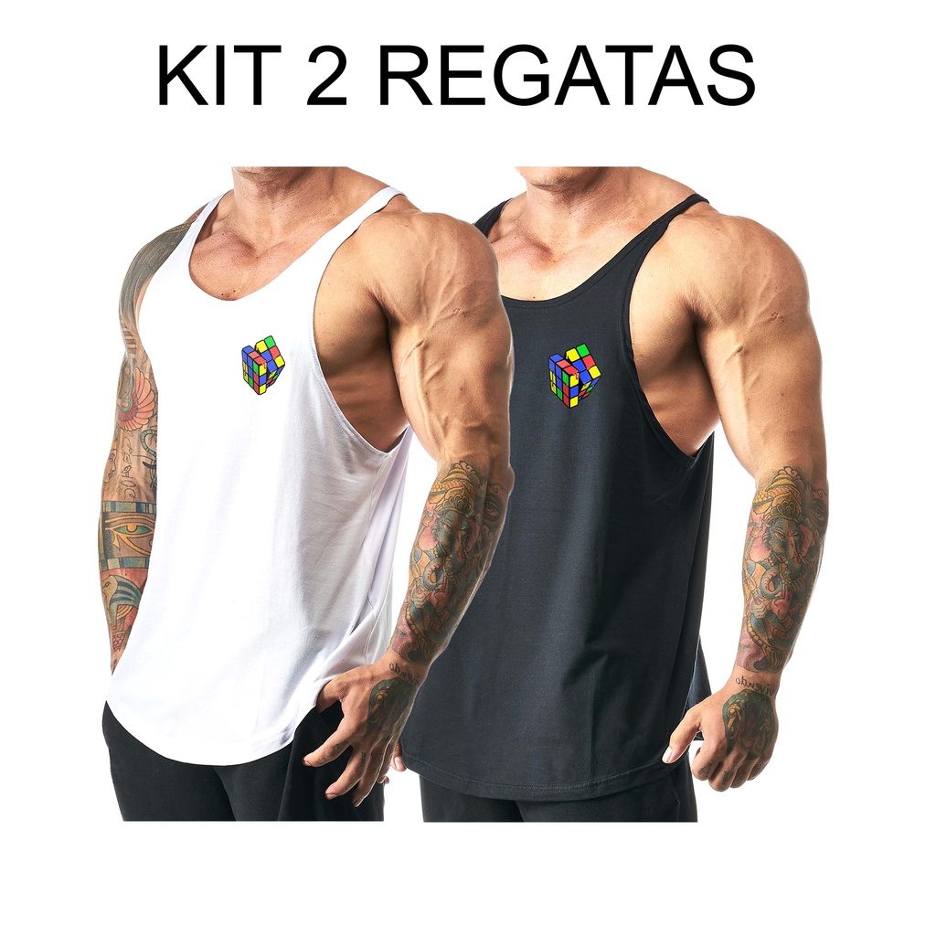 Kit 2 Regatas Cavadas Masculina Algodão Magic Cube - Bombey