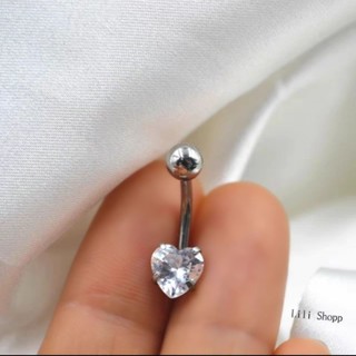Piercing de umbigo coração 6mm pedra zircônia Aço Cirúrgico 316L