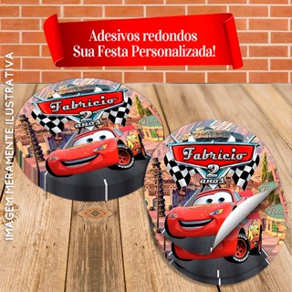 Adesivos Redondos Personalizados Carros Disney Relâmpago McQueen