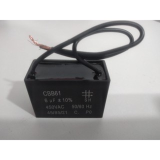 Capacitor Quadrado P/ Ventilador 2 Fios 6uf 50/60hz 450v