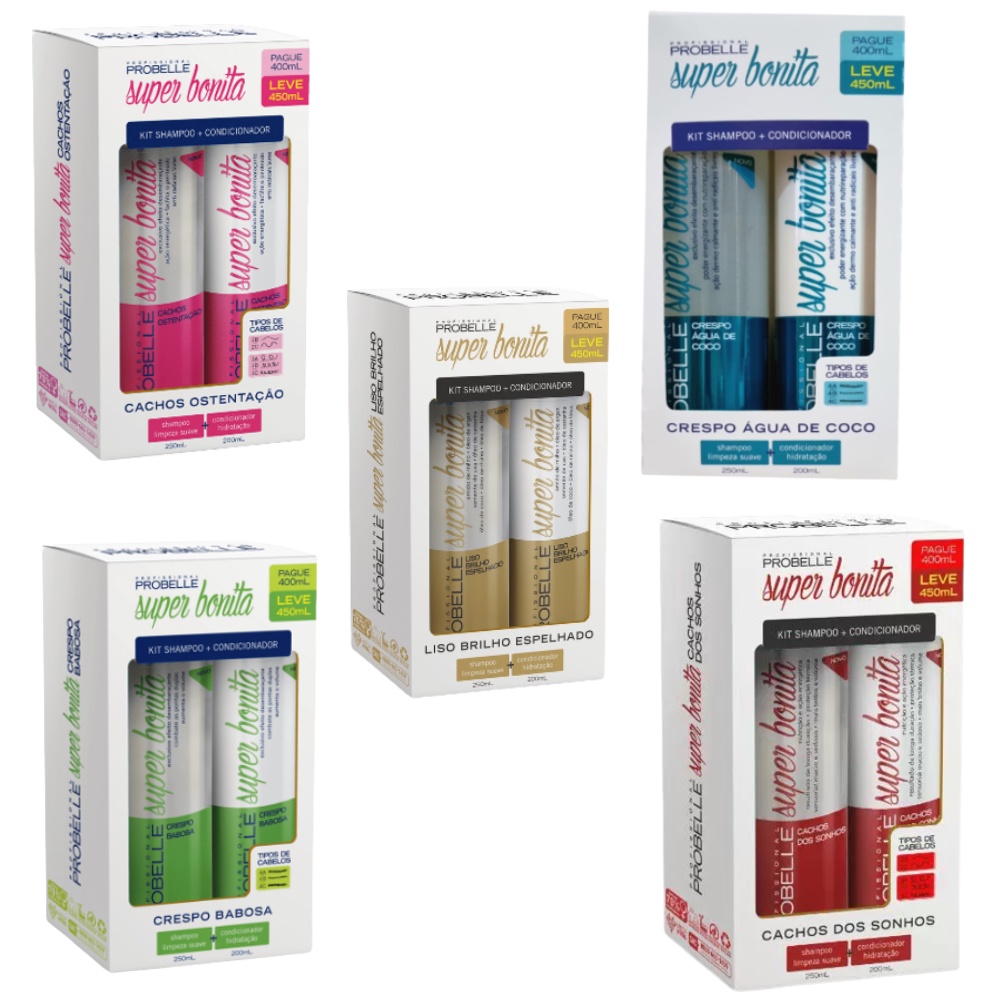 Kit Probelle Shampoo e Condicionador Super Bonita 450ml - Escorrega o Preço