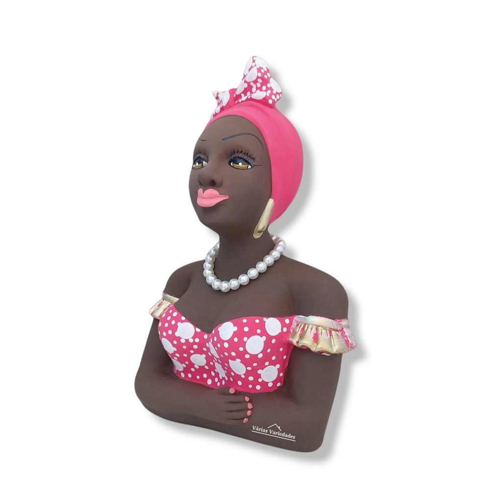 Namoradeira Boneca Laço Com Colar Perola Enfeite Decoração Janela Varanda Casa Sala - Em Gesso
