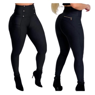 Calça Legging Feminina Montaria cintura alta com Zipper Aumenta Bumbum em Oferta na Shopee