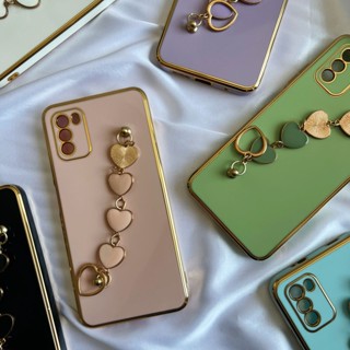 Capinha Corrente de Coração Para Xiaomi Poco M3/ Capa Case Borda Dourada (CF49)