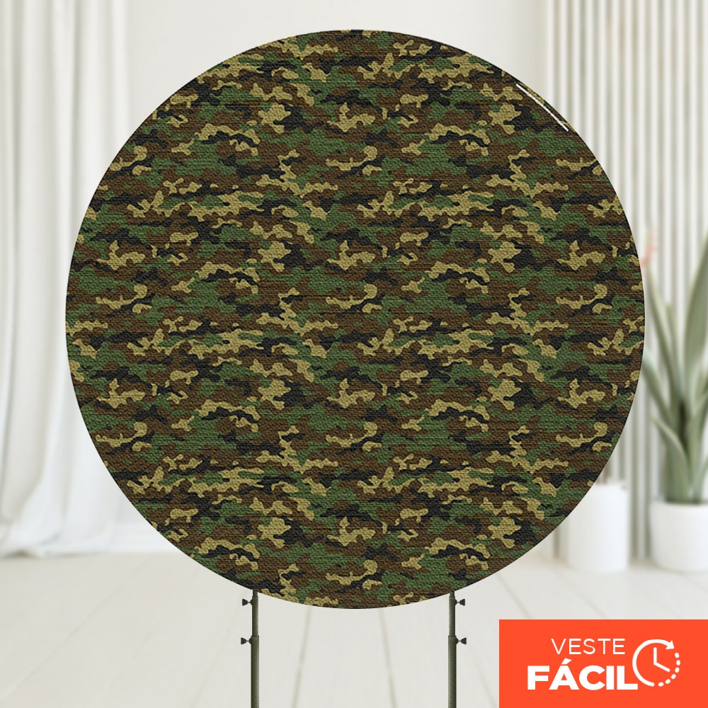 Capa Painel Redondo Decoração Camuflado Exército em tecido 1,50m com Elástico em Oferta na Shopee
