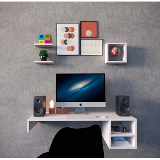 Escrivaninha suspensa com prateleiras__06_90cm em Oferta na Shopee