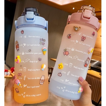 Garrafa De Água 2 Litros 2000ML Bpa Free Resistente Ao Choque A Quedas C/ Alça e Suporte Para Celular