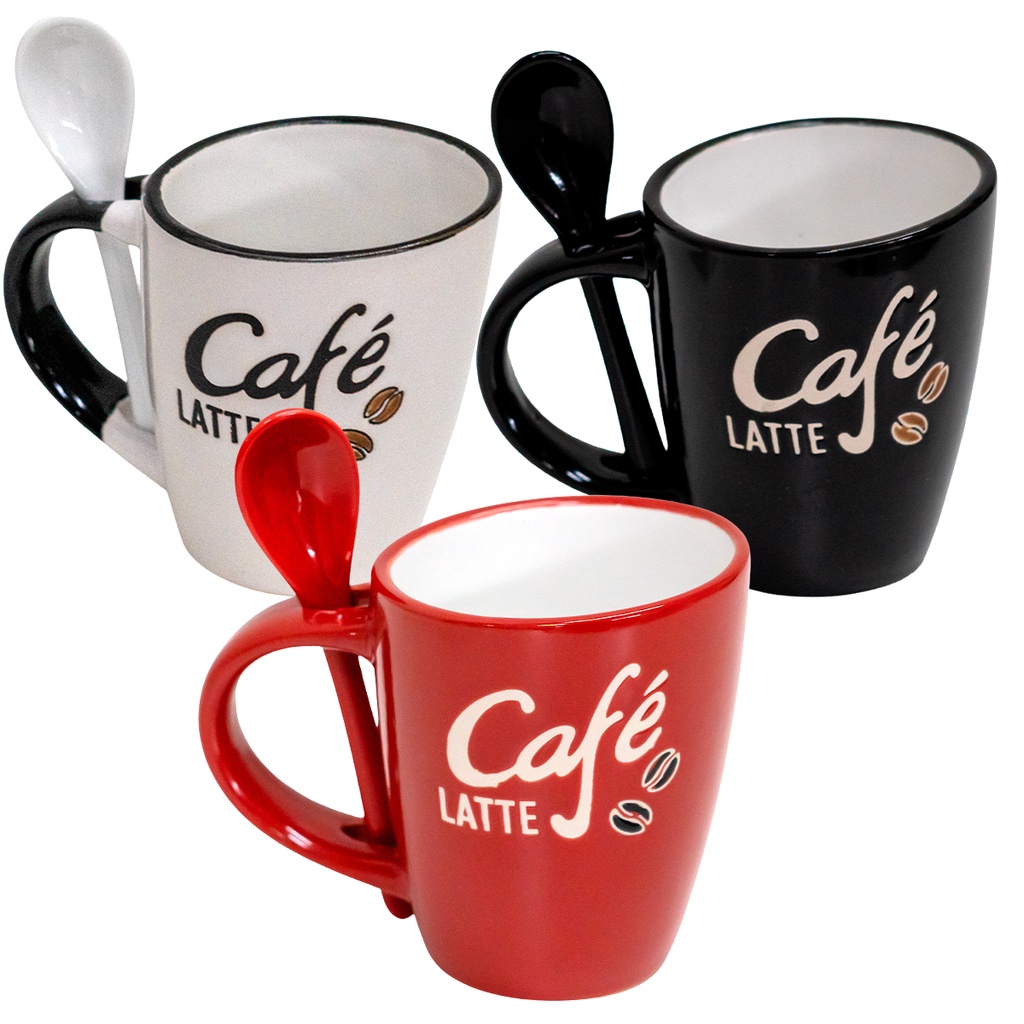 Caneca Cerâmica Com Colher Café Personalizada 200ML Chá Cappuccino