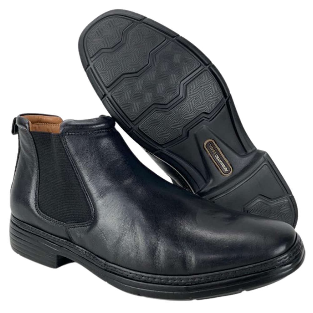 Sapato Social Masculino Anatomic Gel Modelo Ultraleve Original em Couro Mestiço Preto Solado Leve Palmilha Macia Costura Reforçada | Ref.: 8611