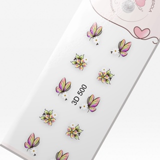 Adesivo de Unha 3D- Borboleta Multicolor e flor-  3D 500 em Oferta na Shopee