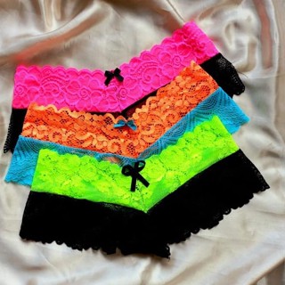 Kit 6 Calcinhas Caleçon BICOLOR Lingerie Micro Modelo Shortinho Rendado Calesson