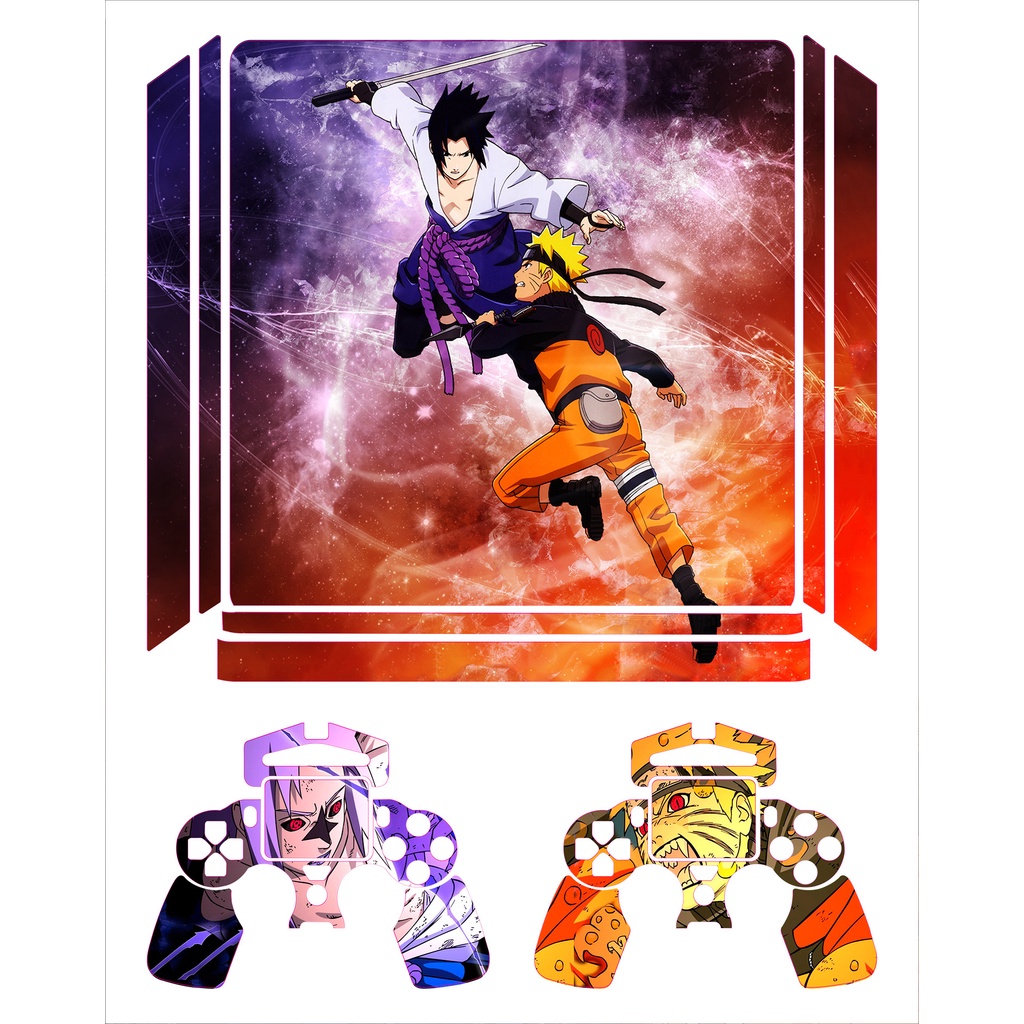 Skin adesiva para Playstation 4 / PS4 Slim - Naruto Shippuden / Personagens