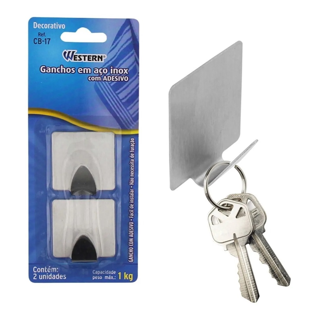 Gancho Inox Western CB-17 Conjunto com 2 Peças Organização Multiuso em Oferta na Shopee