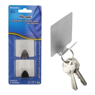 Gancho Inox Western CB-17 Conjunto com 2 Peças Organização Multiuso em Oferta na Shopee