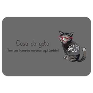 Tapete de Porta Casa do Gato Antiderrapante Pet