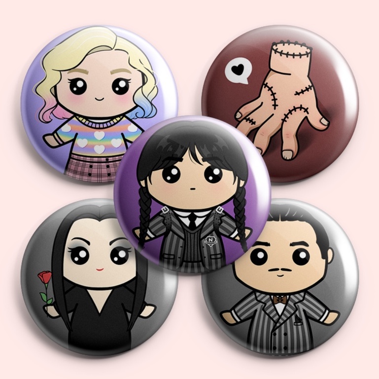 Botton - Wandinha Addams / Mãozinha /Mortícia / Gomez