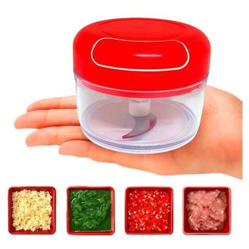 Mini Processador de Alimentos Alho Triturador 123 Util 200ml Manual Vermelho