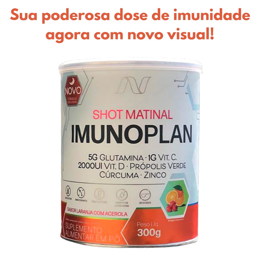Glutamina + Vit C + Própolis + Cúrcuma + Vit D + Zinco - Imunoplan 300 Gr