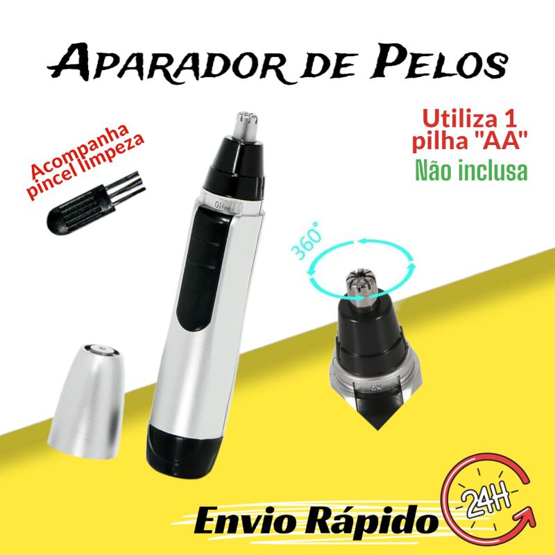 Aparador Removedor de Pelos Portátil (sem fio) para Nariz/Orelha (a pilha/não acompanha)