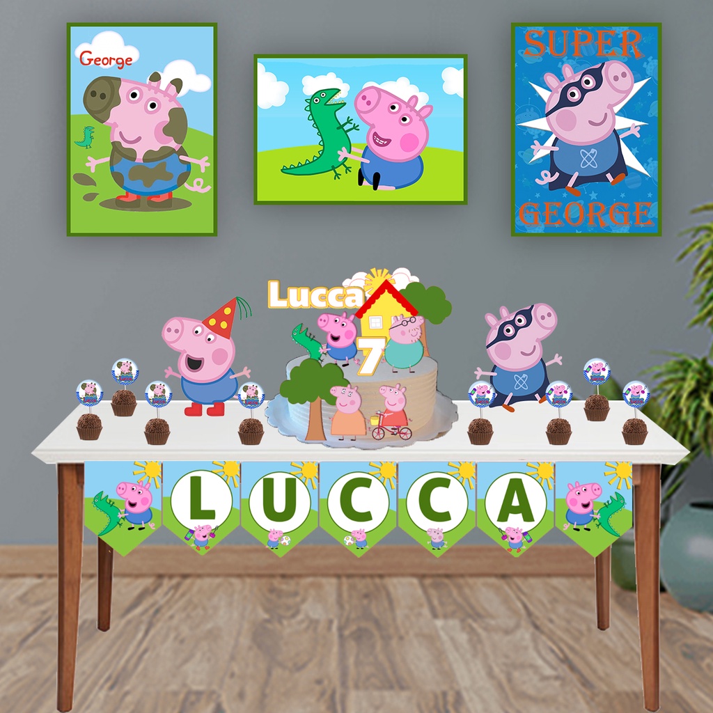 Kit Festa Peppa Pig Personalizado – Só um Bolinho para Mesversário e Aniversário Infantil