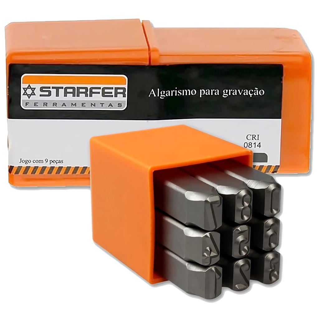 Jogo Marcador De Punção Algarismo 4mm 9 Números Starfer